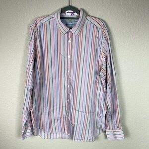 Ted Baker Mens Colorful Rainbow Candy Stripe Long Sleeve Button Front Shirt Sz 6